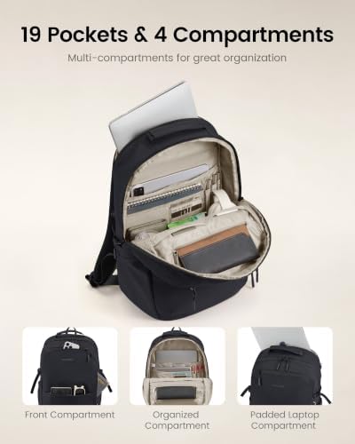 LOVEVOOK Laptop Backpack for Women Men with Giant Tumbler Holder - 15.6Inch Work Computer Travel Backpack with Laptop Compartment, Water Resistant, Cute Commuter College Teacher Nurse Purse Bag,Black - 3
