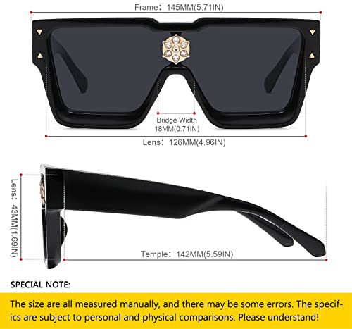 Sheen Kelly Retro Square Rhinestone Sunglasses For Women Men Vintage Diamond Flat Top Rectangular Black Shades Eyewear #TOP4