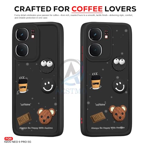 Image of AESTMO Back Case Cover for iQOO Neo 9 Pro 5G Cover | Cute Fun Cartoon 3D Ball | Coffee Silicone Case | Full Body Protection | Camera Protection Back Cover for iQOO Neo 9 Pro 5G (Black)