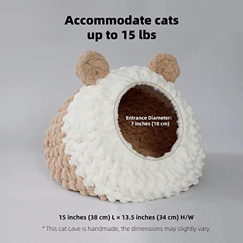 Woowa Premium Cat Bed, Handmade Cat Cave, Cat Beds For Indoor Cats, Cat Bed Cave, Cat House, Kitten Bed, Cat Tent, Cat Cave Bed, Covered Enclose Cat Beds - Beige #TOP1