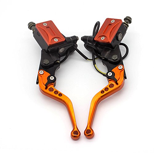 Fxcnc Racing Billet 7/8" Universal Motorcycle Double Hydraulic Clutch Brake Levers Master Cylinder Reservoir Fit For 50Cc-400Cc Motocross Scooter Atv Sportbike Streetbike Adjustable #TOP20