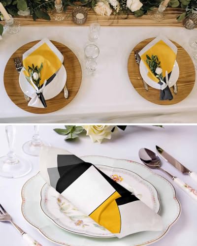 Servilletas de Tela Pack x4 Geométricas Amarillo Negro miniatura 3