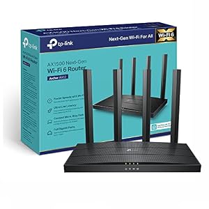TP-Link Archer AX12 Next-Gen WiFi 6 AX1500Mbps Dual-Band WiFi Router, Gigabit LAN/WAN Ports, WPA3 Security, 4 High-Performance External Antennas, Ideal for Gaming Xbox/PS4/Steam and 4K, Plug & Play