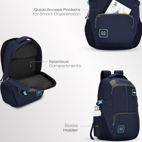 Image of Safari Warrior 30L Laptop Backpack Bag for Men & Women, School Bag for Boys & Girls, Ideal for Office /School /College, 2 Compartment Backpack with Rain Cover, Bottle Holder & Organizer, Blue