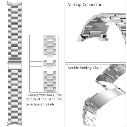 Image of Anlinser No Gap Bands Compatible with Samsung Galaxy Watch Ultra 7 /6 /5 /4 /FE Band 44mm 40mm /Watch 6 Classic Band 47mm 43mm /Watch 5 Pro 45mm /Watch 4 Classic, 20mm 22mm Metal Strap for Women Men
