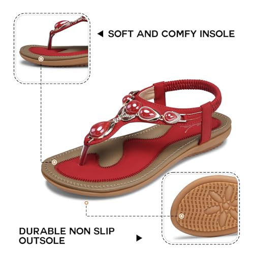 Image of SHIBEVER Flat Sandals for Women Dressy: Summer Comfortable Dress Thong Flats Sandal