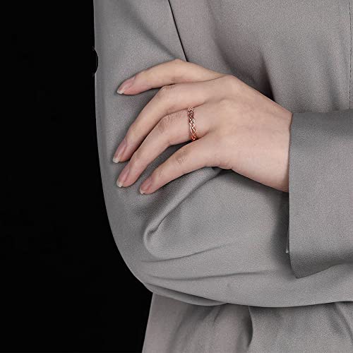 Simple Celtic Knot Rings Criss Cross Knot Ring,Rose Gold Plated Wedding Band Celtics Jewelry Gifts for Women Size 6-103