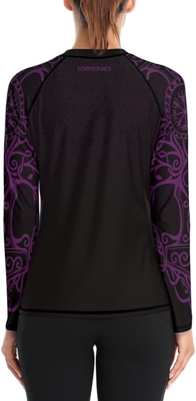 Viking Women's Rash Guard Shirts Long Sleeve Compression Fightwear Tops for BJJ MMA