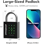 eLinkSmart Heavy Duty Smart Padlock with Key, Pad Lock with Code Keypad, Weatherproof Bluetooth RFID Keyless Electronic Digital Combination Lock for Gate Outdoor Fence Storage Unit Locker Shed Pool
