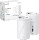 TP-Link Deco BE68 (2-Pack) - Mesh WiFi 7, BE14000Mbps Tri-Band, Canales 320 MHz, Puerto Ethernet 10 Gbps, Alexa, Funciona con Cualquier ISP y módem, MLO, 2 Unidades
