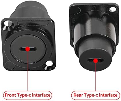 QIANRENON D-Type Panel Mount Coupler USB C Female to Type C Female Panel Fixed Pass-through Module Converter Data Transmission, for Audio Video Network Industrial Equipment