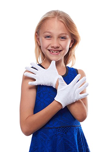 Drum Major Childrens White Cotton Gloves (White, 13-16) - Main Image