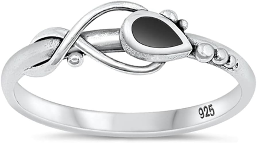 CHOOSE YOUR COLOR Sterling Silver Teardrop Fashion Ring