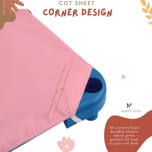 Image of Daycare Cot Sheets Pack of 12-22 x 52 Preschool Cot Sheets for Toddlers - Soft Breathable Polyblend Toddler Nap Time Sheets with 4 Corner Elastic Straps - Standard Daycare Cot Bedding Pink