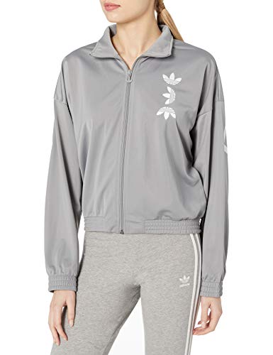 adidas Originals Women's Large Logo Track Top, Charcoal Solid Grey/White, X
