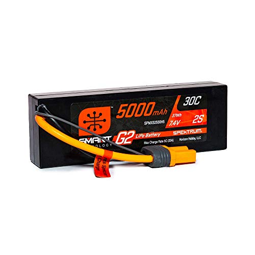 Spektrum 7.4V 5000mAh 2S 30C Smart LiPo G2 Hard Case: IC5, SPMX52S30H5