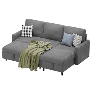 Sofa Bed Sleeper Pull Out 2 in 1 Sectional Sleeper Sofa Couches with Storage, Pullout Sectional Couches for Apartment Living Room