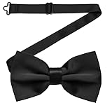 Dibi Mens Solid Color Formal Pre Tied Bow Ties - Mens Bowties - Adjustable Bow Tie (Black)