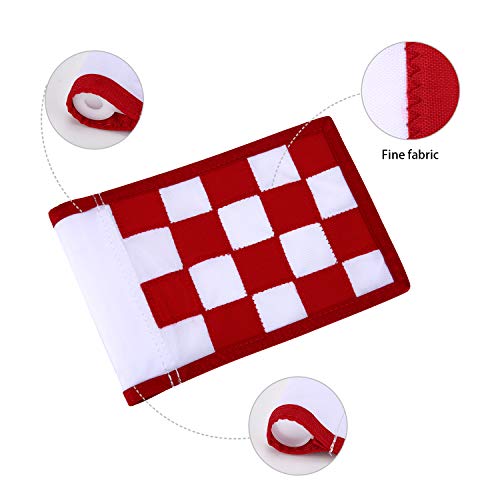 Nylon Golf Putting Green Flags - Solid & Checkered, Indoor/Outdoor, 8.7"x6" (White-Red) - Thumbnail 5