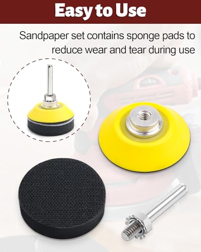 JatilEr 80 Stück Schleifpapier 50mm Klett, 2 Zoll Rund Schleifpads Körnung P40 P60 P80 P100 P120 P180 P240 P320 Exzenterschleifer Schleifscheiben Pad Kit Polierpad Adapter für Poliert Auto Metall Holz