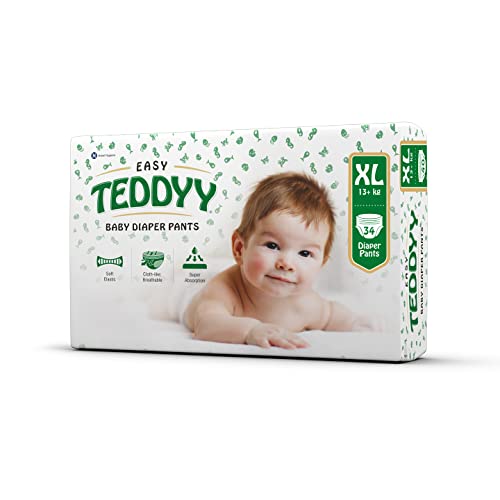 Image of TEDDYY Easy Baby XL Size Diaper Pant Style | 34 Count (Extra Large) | 12-17 kg (Pack of 1) | Long Protection Hours | Anti-Bacterial | Airy Breathable Fit | Rapid Soaker Channels with Wetness Indicator