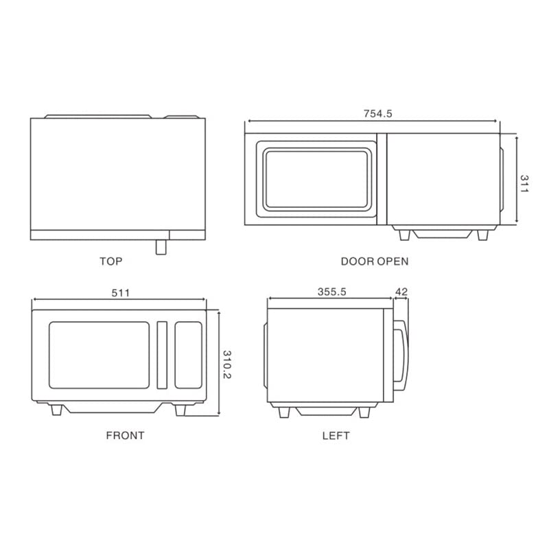 MBH - Four micro-ondes professionnel 25 litres. Micro onde professionel 1000W restaurant. – Image 6