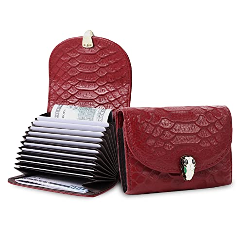 Credit Card Holders RFID Small Wallet for Women Envelope System Purse Compact Card Cases & Money Organizers (Vintage red)