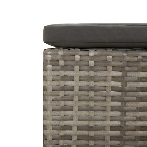 Miniatura 5 de Vidaxl Reposapiés De Jardín Con Cojín De Ratán Sintético Gris