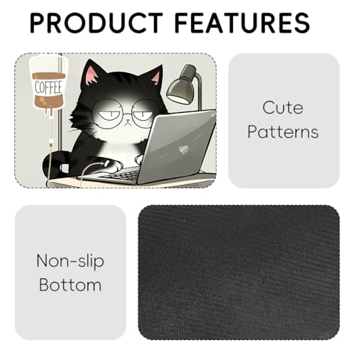 Image of ZORBES Mouse Pad with Wrist Support, Funny Cat Ergonomic Mouse Pad with Wrist Support I'm Fine Motivational Memo Design, Soft Gel Rest, Non-Slip Mouse Mat for Office & Home