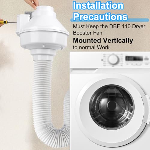 Upgraded DBF 110 Dryer Booster Fan, Dryer Vent Booster Fan 4 Inch, 4” Dryer Vent Booster Exhaust Fan, 167 CFM