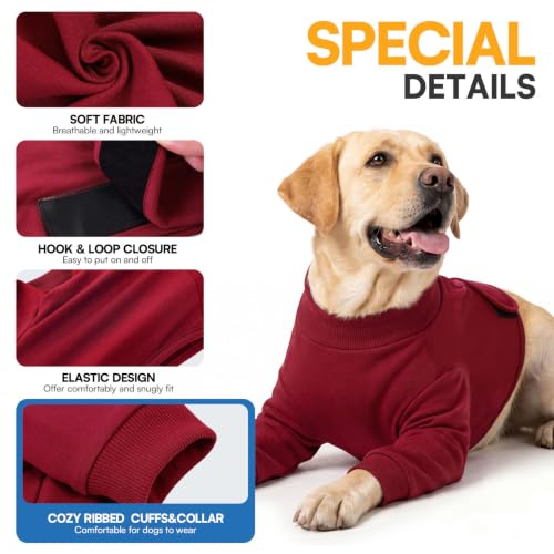 Image of Queenmore Dog Surgery Recovery Sleeve Front Legs, Breathable Dog Recovery Sleeve, Elbow Protector Pet Cone Alternative After Surgery, Burgundy, M