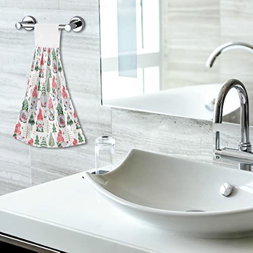 Giwawa Lovely Cartoon Santa Claus Red Green Elves Hand Towels Winter Christmas Festive Absorbent Tie Hanging Towel Hand Tie Towel Fast Drying Dish Tea Towels #TOP6