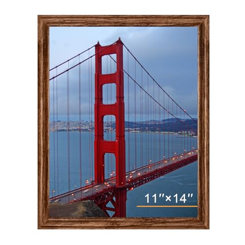 Image of BESCRCL 11x14 Picture Frame Wall Hanging, Engineered Wood Photo Frames for 11 x 14 Picture, Brown, 1 Pack