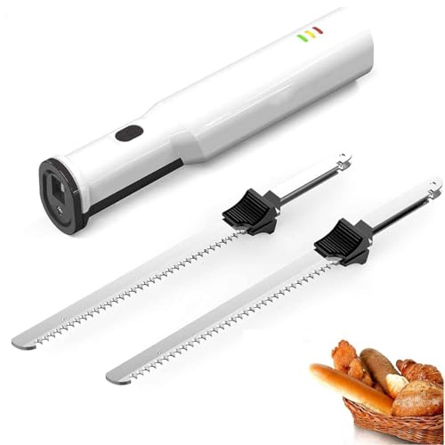 Cuchillo de Pan inalámbrico y Recargable, Cortador de Carne eléctrico con Mango ergonómico, Cuchillo for trinchar con gatillo de Seguridad y Apagado automático, for Aves y Pan.