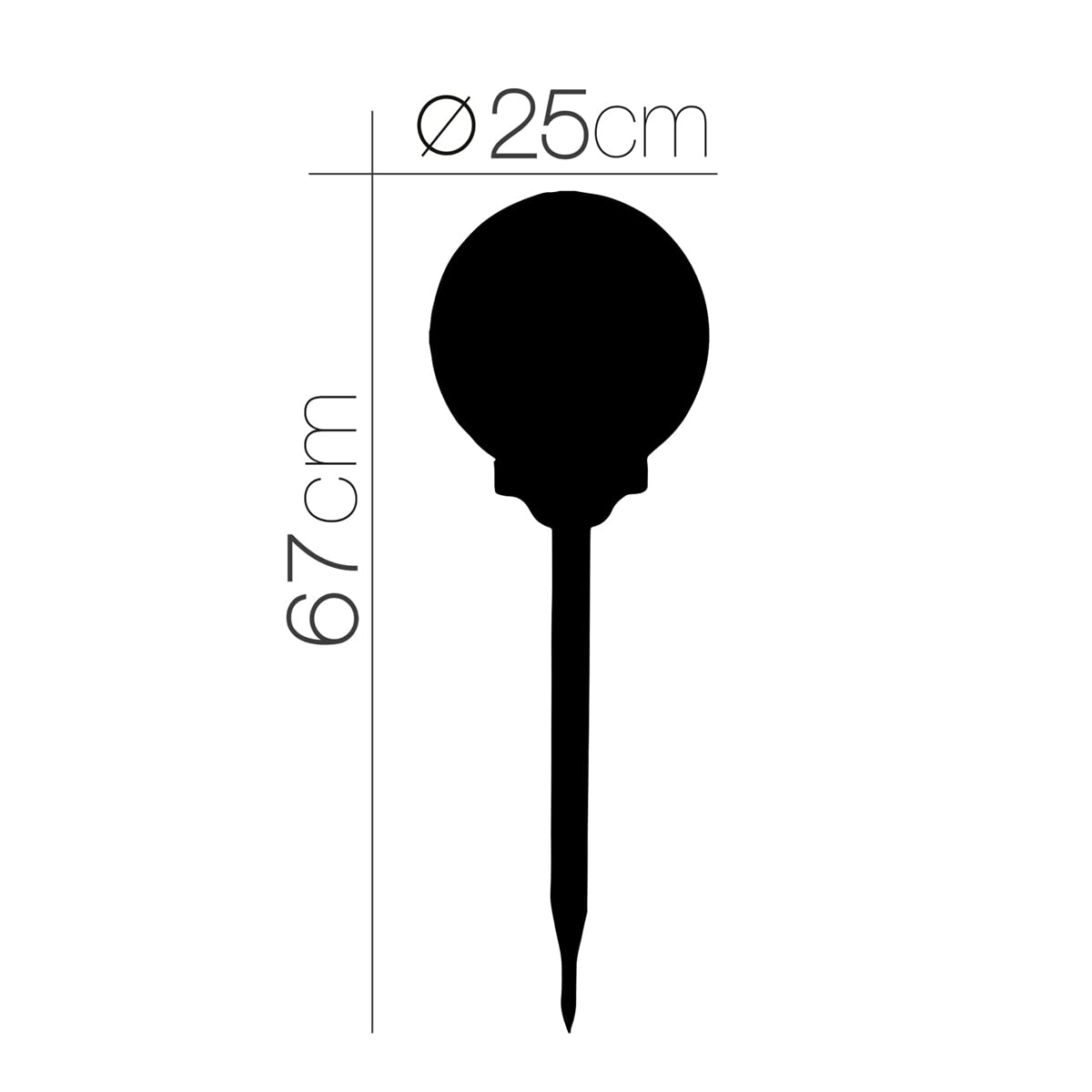 Lot de 2 Boule lumineuse solaire pour jardin, lampe LED de jardin, borne solaire, éclairage solaire d'extérieur - Diamètre 25 x Hauteur 67 cm