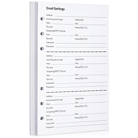 Password Address Book Refill Pages for 6-Ring Refillable Binder Password Address Notebook Replacement Page with 6 Holes 3.9″x 6.7″ Cover