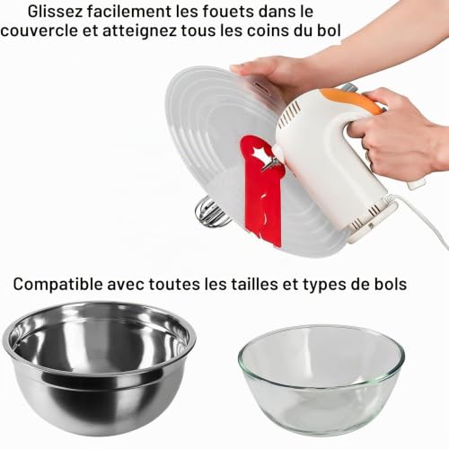 Bol mélangeur universel en silicone avec protection anti-éclaboussures pour battre les œufs et la crème fouettée, empêche les éclaboussures gênantes de la pâte lors du mélange (31 cm) – vue 4