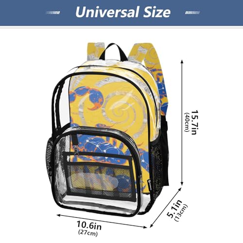 Scorpio Acrylic Painting Style Blue Yellow Backpack Clear For School Clear Book Bag For Teens Transparent Heavy Duty Backpacks4