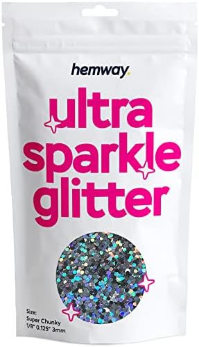 Hemway Premium Ultra Sparkle Glitter Multi Purpose Metallic Flake for Arts Crafts Nails Cosmetics Resin Festival Face Hair - Mother of Pearl Iridescent - Ultrafine (1/128" 0.008" 0.2mm) 100g / 3.5oz