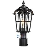 Dusk to Dawn Motion Sensor Outdoor Post Lights Exterior lamp Post Light Fixture, Waterproof Pole Lan