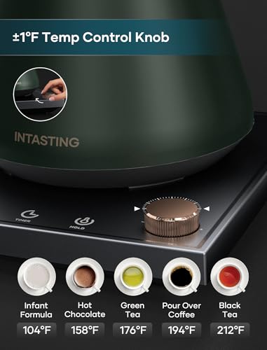 Image of INTASTING Gooseneck Electric Kettle with 1℉ Temperature Control, 0.9 Liter