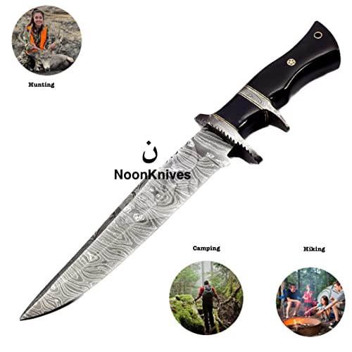 Hand Made Damascus Steel Collectible Bowie Knife & Handle Camel Bone with Pakka Wood (rose black)