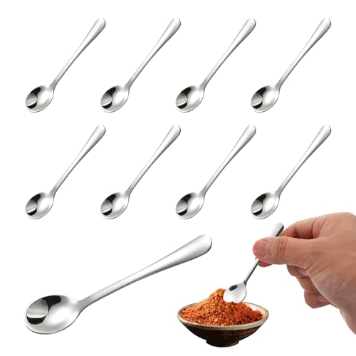 Lot de 8 Petites Cuillères à Café,Petite Cuillère à Dessert,Acier Inoxydable – Mini Cuillères Remuer pour la Cuisine,Pratique et Rapide Louche Soupe Pratique,Simple Dessert Polyvalente pour le Bureau