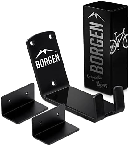 Borgen Bike Wall Mount Pedal Suspension E-bikes, MTB, Road Bike Rack with Support Bracket and Wall Protection Pads