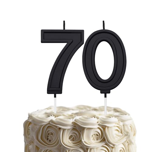 Black Birthday Number 70 Candles for Wedding Party Cake Decorations