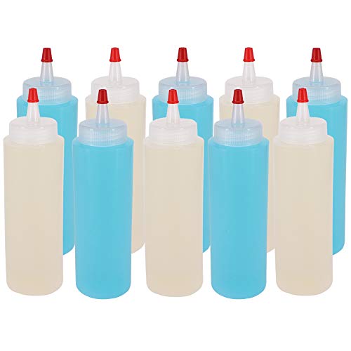 Belinlen 10 Pack 8-Ounce Plastic Squeeze Bottles With Red Tip Caps For Food, Crafts, Art, Multi Purpose #TOP3