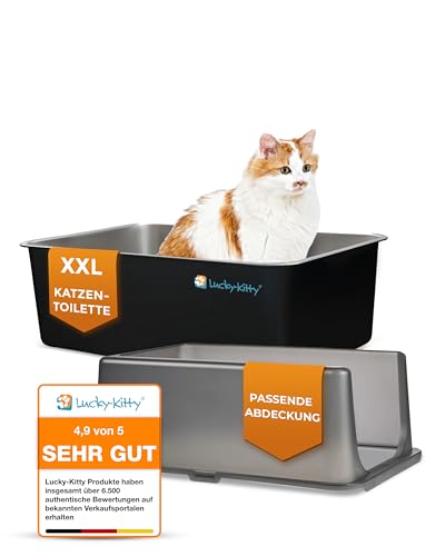 Lucky-Kitty Katzenklo Edelstahl 60x40x20 cm I Katzentoilette mit Deckel, exklusiver Schließmechanismus I Katzenklo XXL, absolut auslaufsicher I Katzenklo groß, geruchsfrei (Schwarz) Lucky-Kitty Katzenklo Edelstahl 60x40x20 cm I Katzentoilette mit Deckel, exklusiver Schließmechanismus I Katzenklo XXL, absolut auslaufsicher I Katzenklo groß, geruchsfrei (Schwarz)