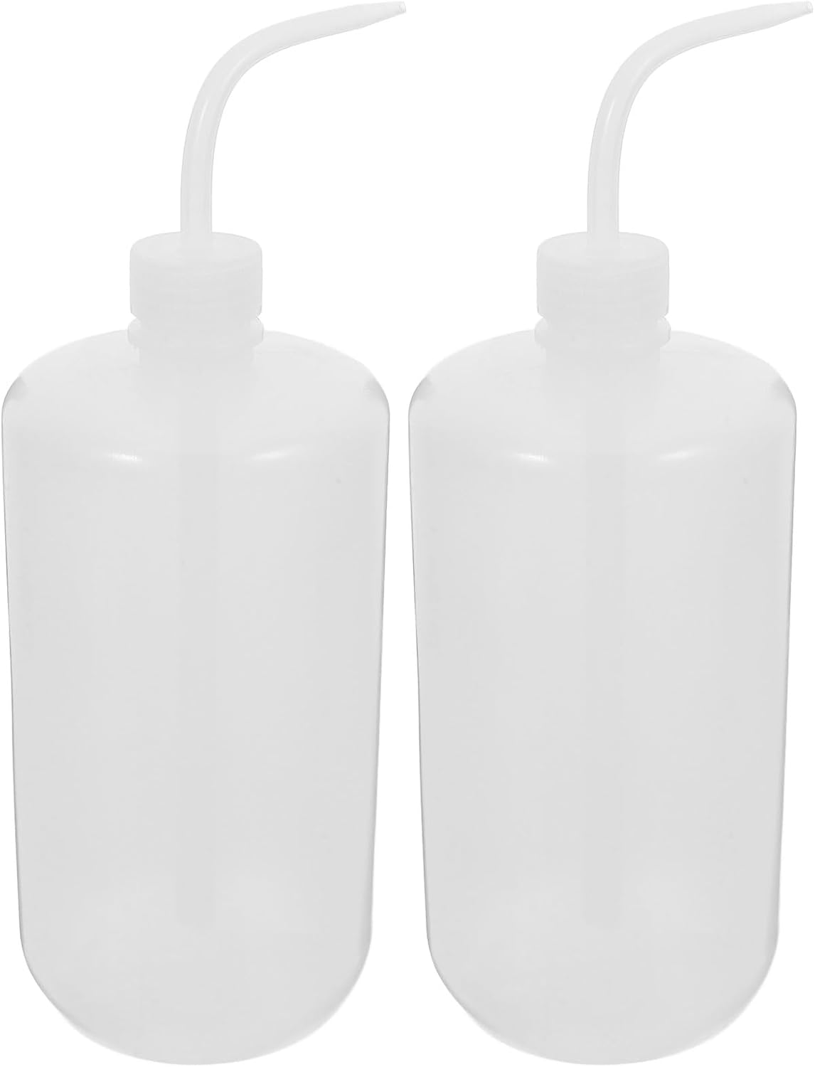 1000ml Plastic Lab Wash Bottle 2pcs with Curved Spout and Scale, Squeeze Bottle for Gardening, Chemistry, and Industrial Use
