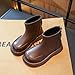 Girls Fashion Ankle Boots Classic Hiking Booties PU Leather Outdoor Chunky Low Heel Casual Shoes with Back Zipper