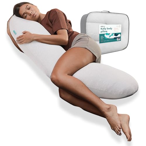 Image of Kally Sleep Full Body Sleep Pillow - Best Orthopaedic Pillow for Pregnancy, Neck & Back Pain, Recovery Support - 145 x 35cm, White - Includes Replaceable & Washable Cover